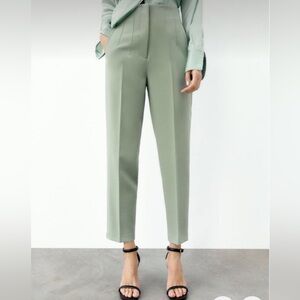 Zara Sage Green Trousers High Waisted